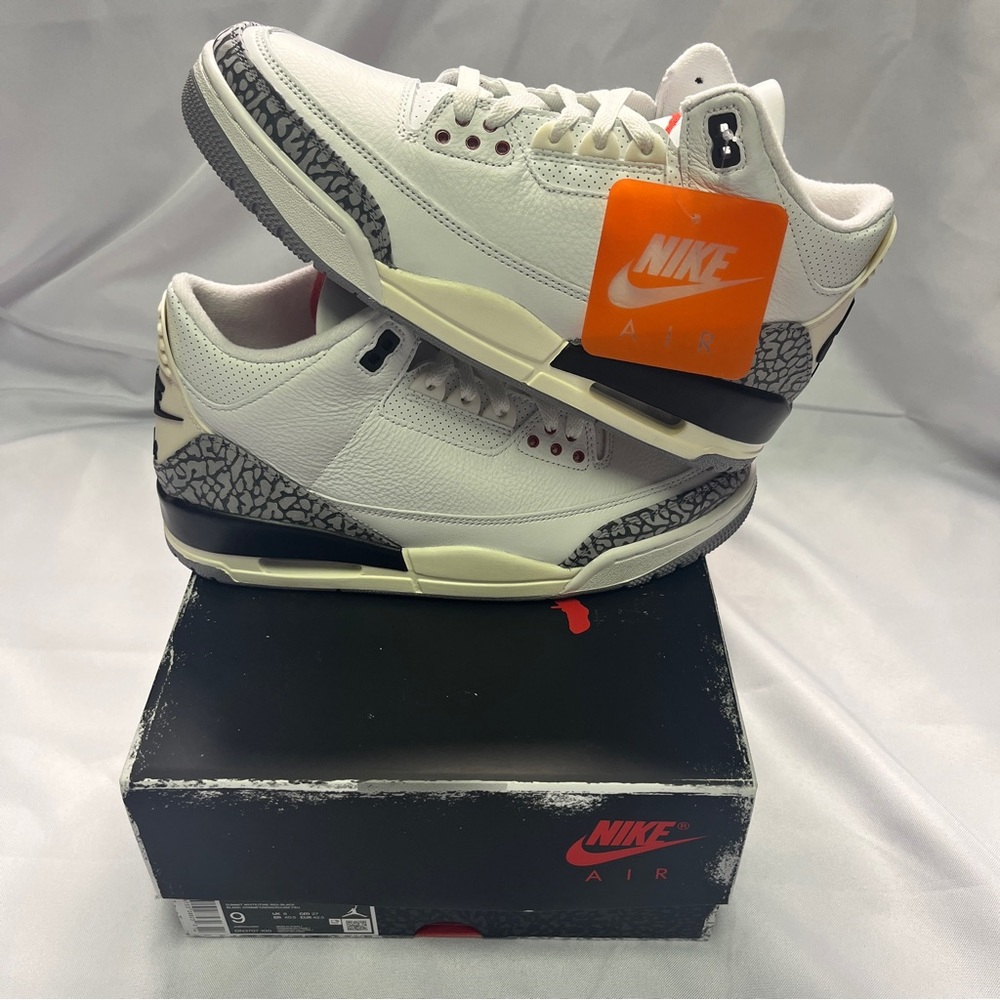 Mens Nike Air Jordan 3 Retro Reimagined White Cement New Size 9 / Women’s 10.5